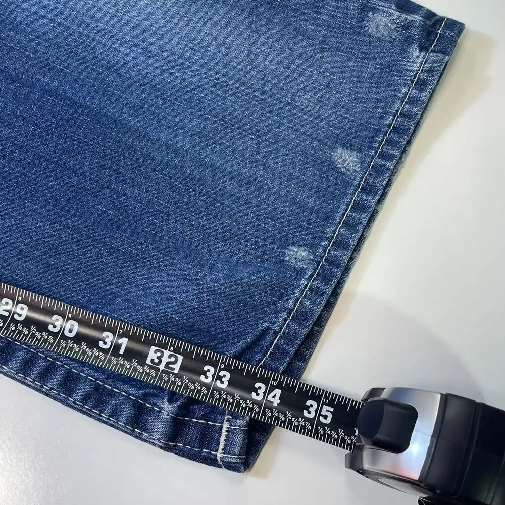 True Religion World Tour Section Straight Distressed Denim Jeans Sz 44 x 34